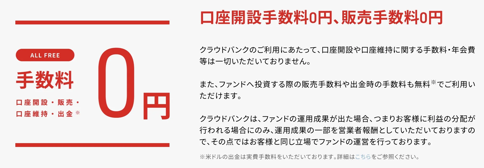 クラウドバンクは口座開設手数料0円、販売手数料0円